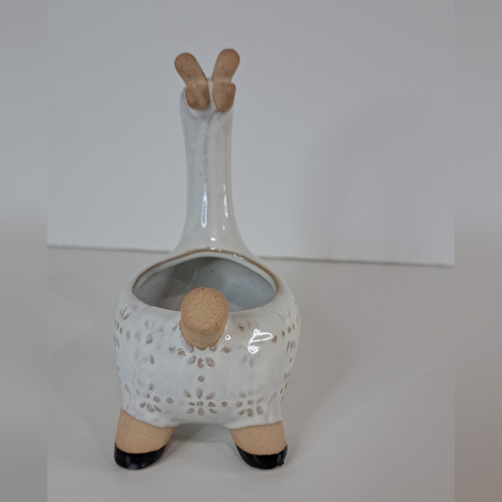 Ceramic White Giraffe Textured Succulent Air Plant Planter Indoor Nursery Decor - Picture 6 of 11